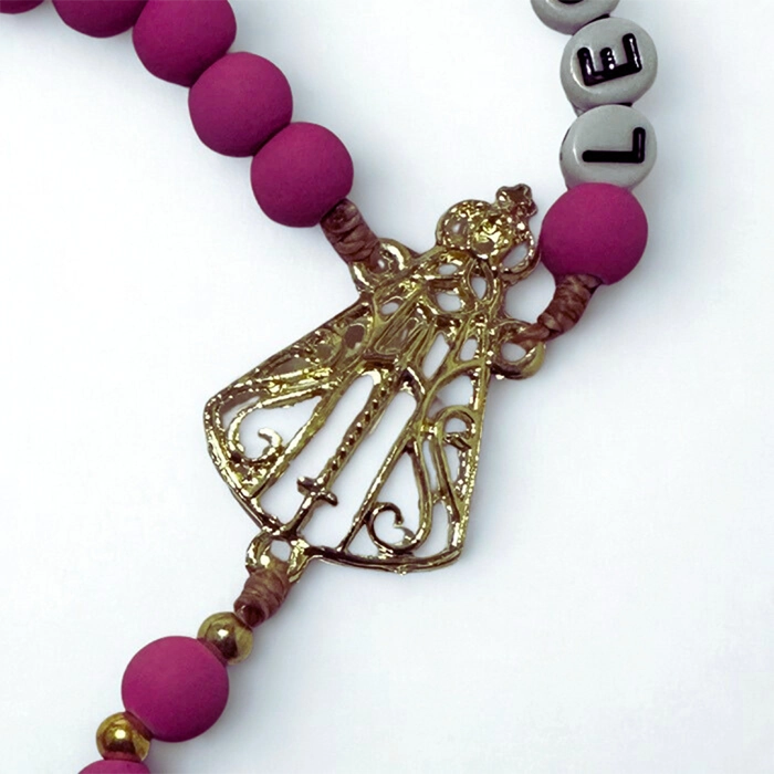 Terço Personalizável Magenta Nossa Senhora Aparecida - Imagem 2