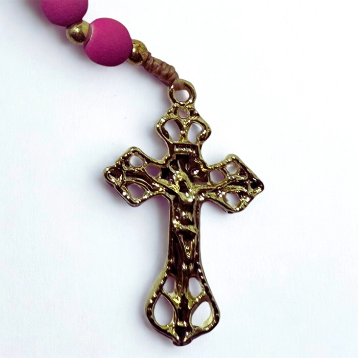 Terço Personalizável Magenta Nossa Senhora Aparecida - Imagem 3